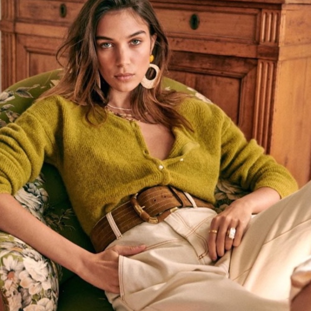 Sezane Gaspard Cardigan in Anis green